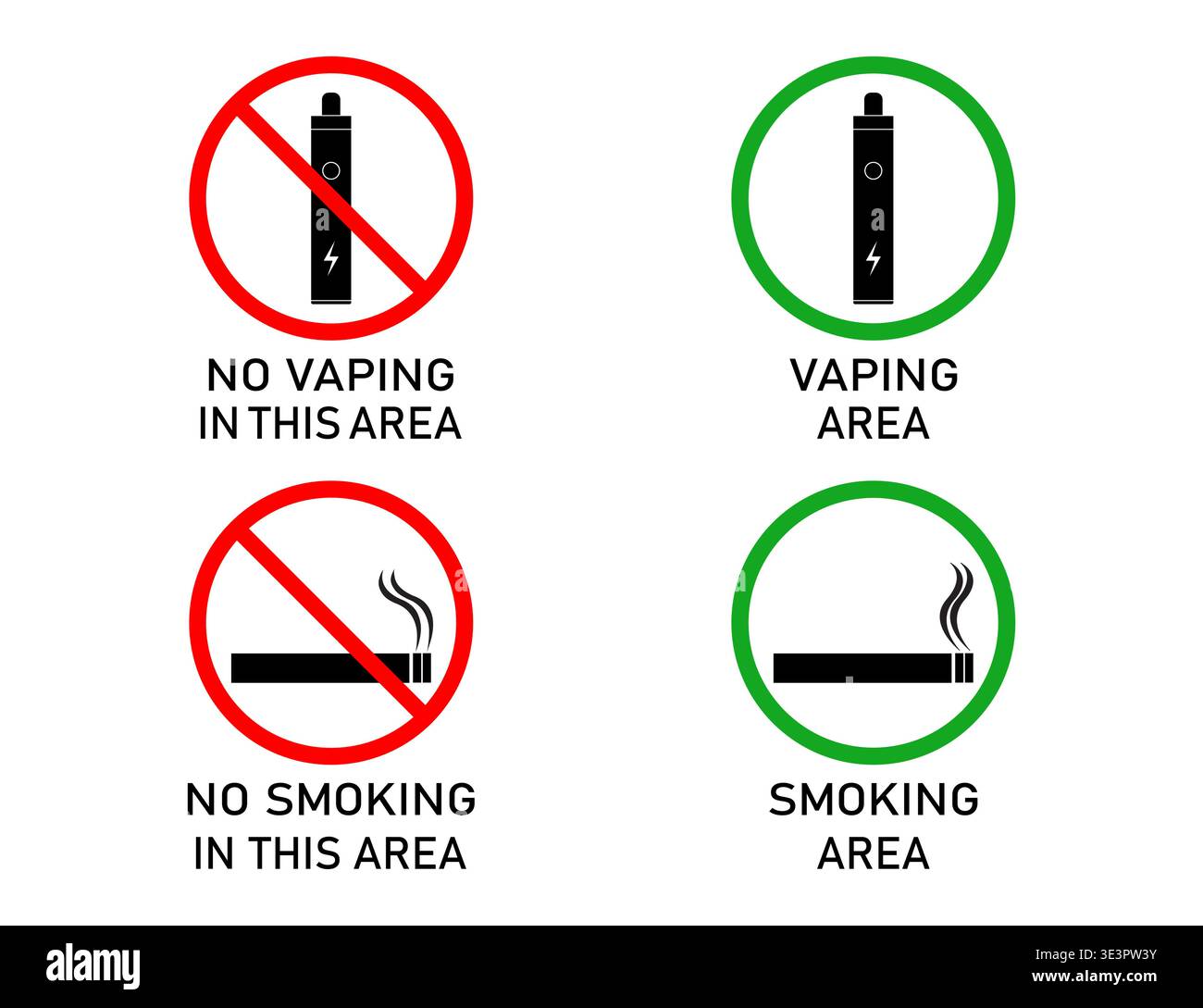 Kein Rauchen, kein Vaping-Schild. Symbol fr verbotene Zeichen auf  Vektorgrafik mit weiem Hintergrund isoliert. Zigarette, Vape und Rauch und  im Verbotskreis Stock-Vektorgrafik - Alamy