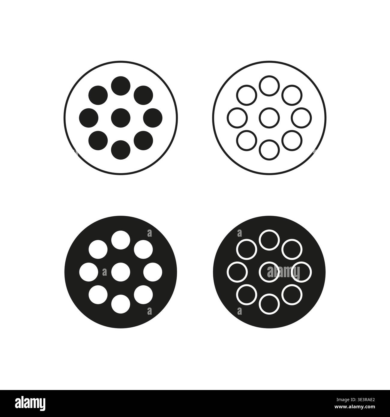 Kreis Punkte festgelegt. Rundpunktsymbol. Vektorkugelfigur. Minimales geometrisches Emblem. Nur manueller Vektor. Kein autotrace verwendet. EPS 10. Stock Vektor