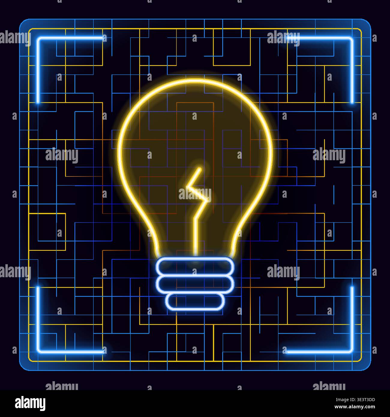 Glühlampensymbol. Idee Lampenverstärkerkonzept. Futuristische Technologie bearbeitbare leuchtende Illustration. Stock Vektor