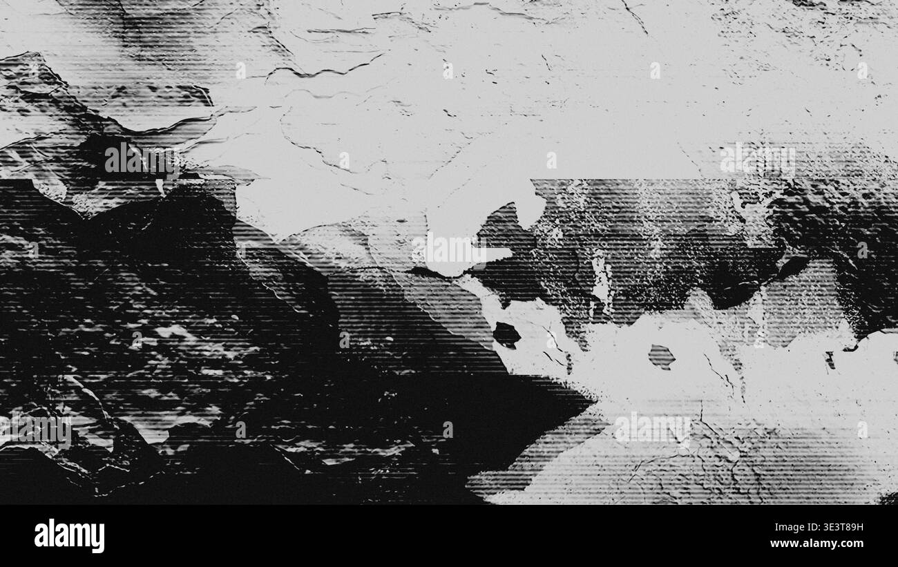 Störungsstruktur und Verzerrung der Scanlinie auf Grunge Wall Stockfoto