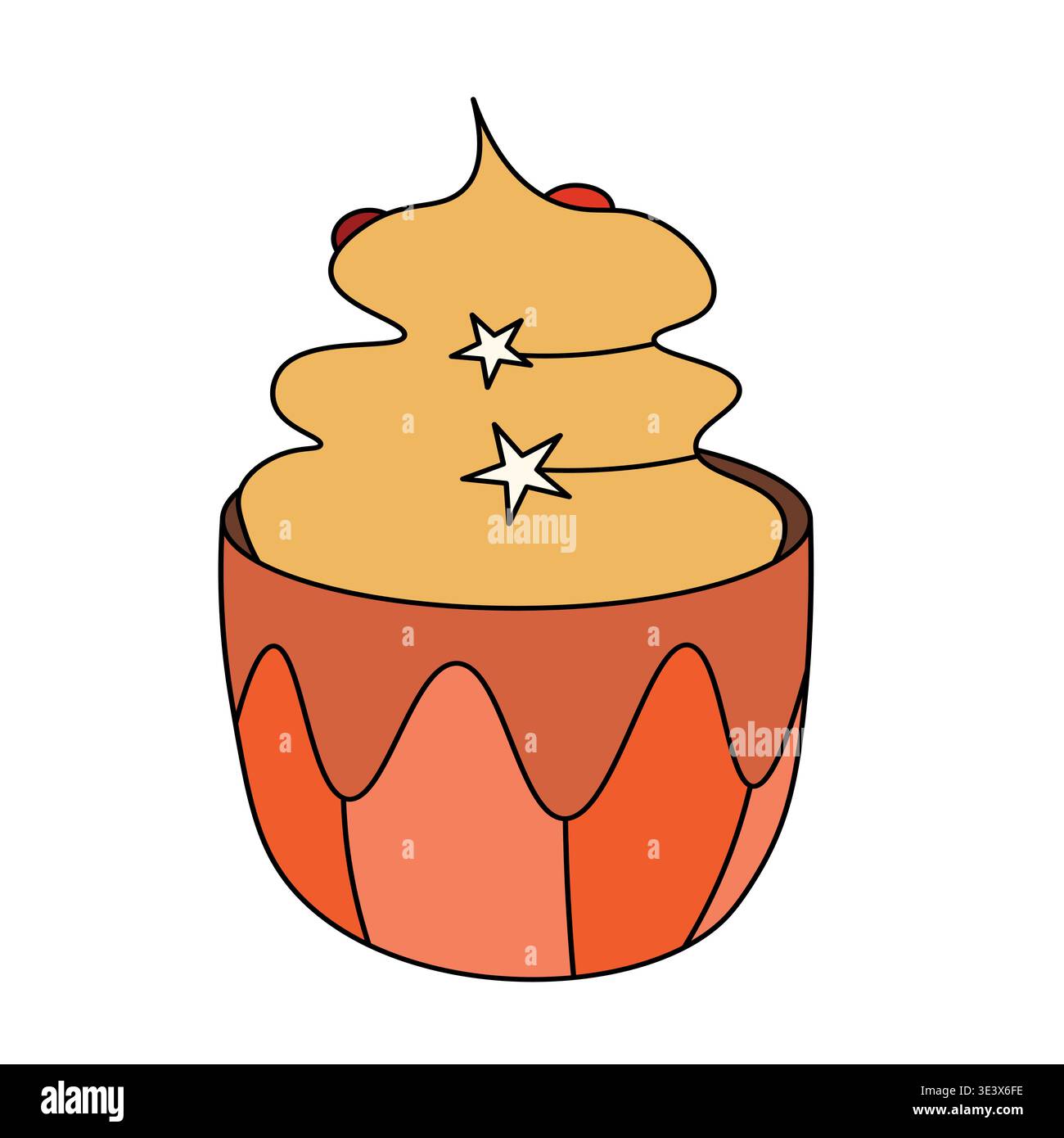 Muffinkuchen, süßer Cupcake mit Sahne, leckeres Gebäck. Moderne Vektor-Illustration, Logo für Café, Restaurant, Konditorei. Dessert-Symbol. Symbol Stock Vektor