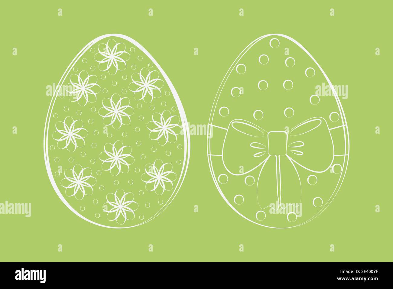 Gestalten Sie Ostereier mit abstrakten Blumen oder Kreisen und einem minimalistischen Set aus gebundener Schleife. Vektor-Illustration Ostern Verwandte Inhalte Design Element saisonale Themen Grüße, Faltblätter, Post Stock Vektor