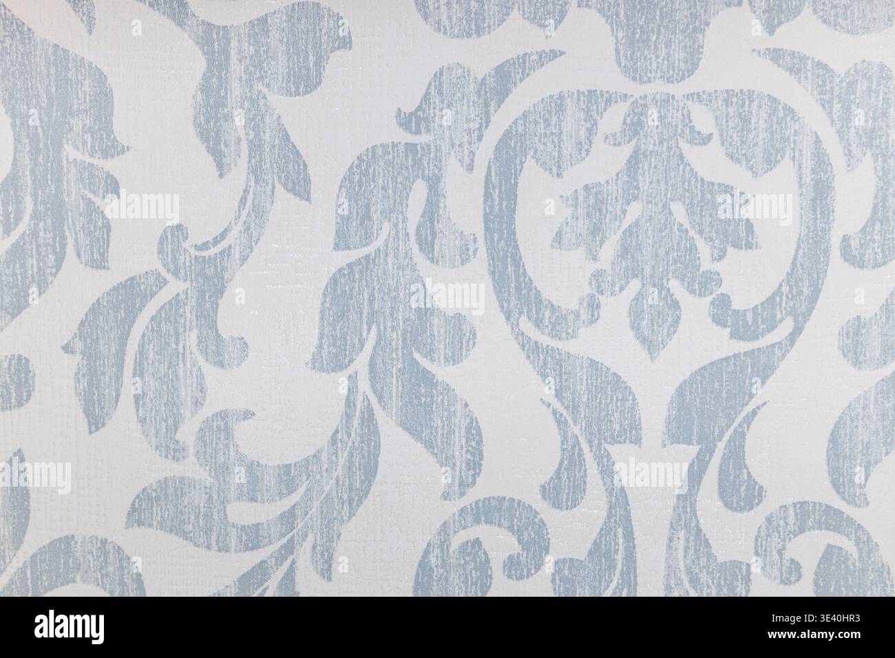 Hellblaues Damasttapetenmuster mit Vintage-Blumenmuster Stockfoto