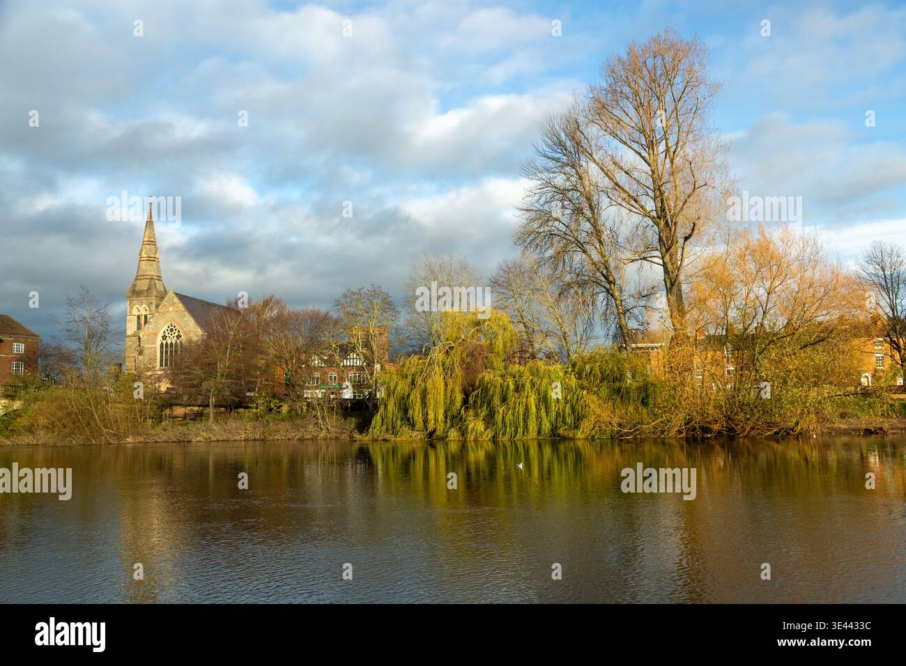 Vereinigte reformierte Kirche am Ufer des Severn Shrewsbury Stockfoto
