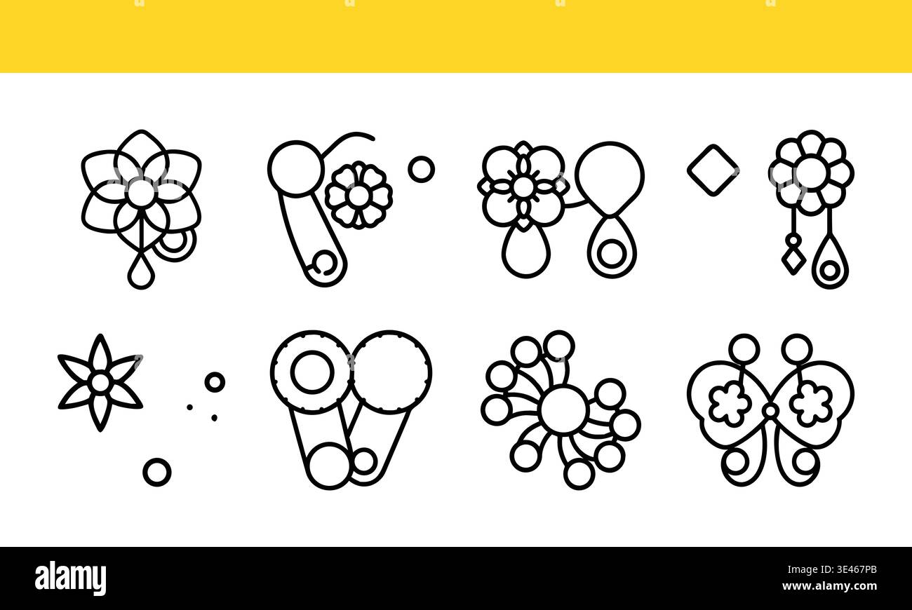 Abstrakte Kollektion mit Blumenstrichen und minimalen Umrissvarianten. Stock Vektor