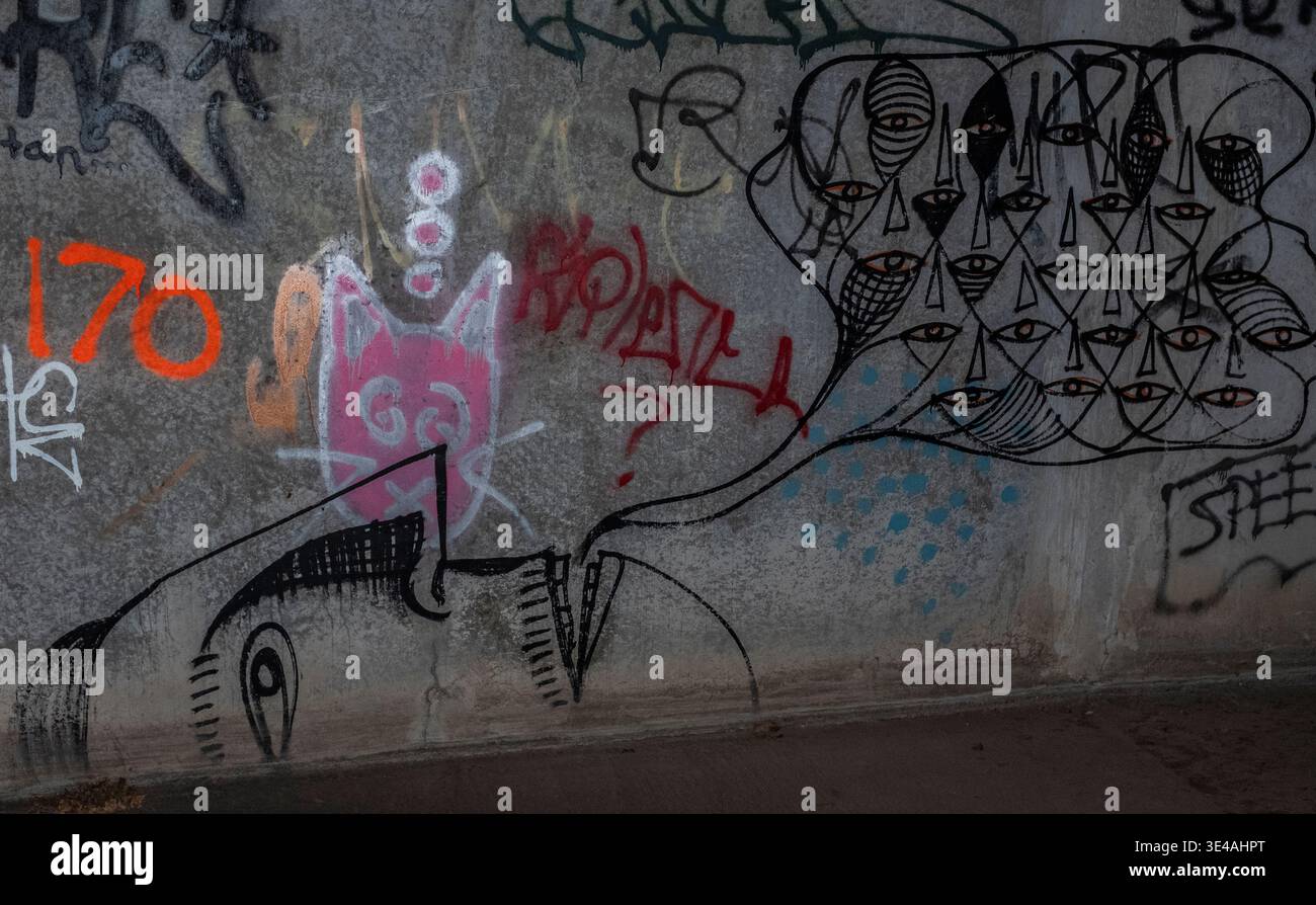 Graffiti im „Hell's Gate Tunnel“ Albuquerque, New Mexico Stockfoto