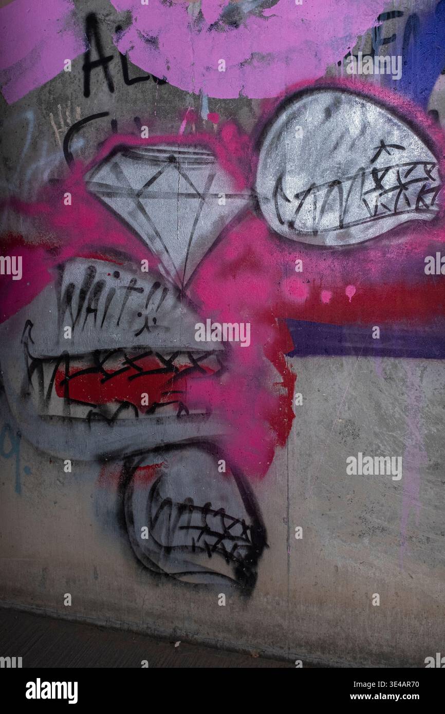 Graffiti im „Hell's Gate Tunnel“ Albuquerque, New Mexico Stockfoto