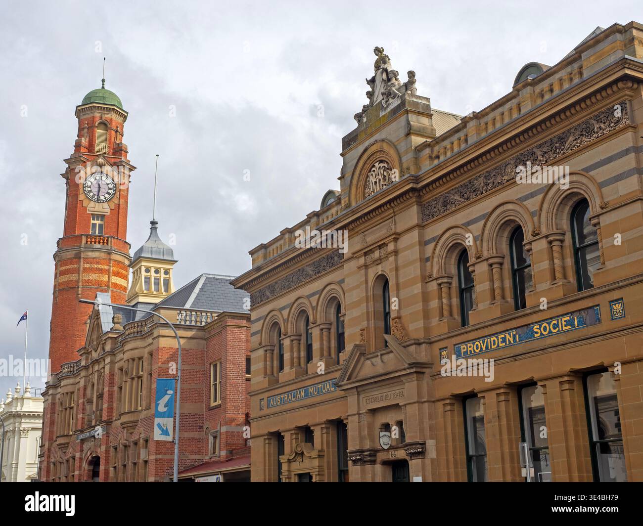 Das Postamt und das AMP-Gebäude in Launceston, Tasmanien Stockfoto