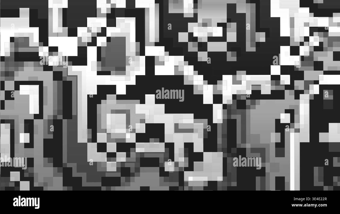Schwarzweiß-Pixelsortierung mit digitaler Rauschverzerrung Stockfoto