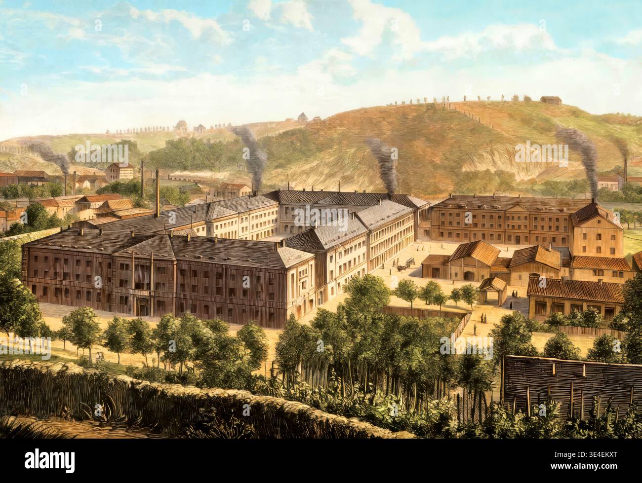 Porzellanfabrik Meissen, 1886, heute Staatliche Porzellan-Manufaktur Meissen GmbH, Königlich-Sächsische Porzellan-Manufaktur Meissen, 1886, Meissen, Freistaat Sachsen, Deutschland, Europa Stockfoto