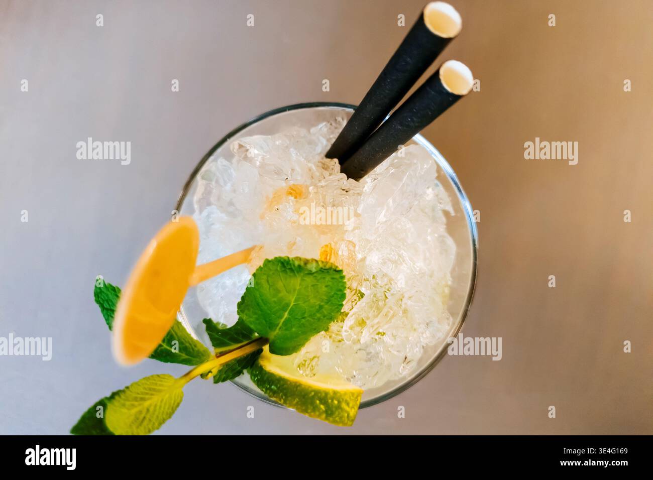 Mojito-Cocktail. Draufsicht. Stockfoto