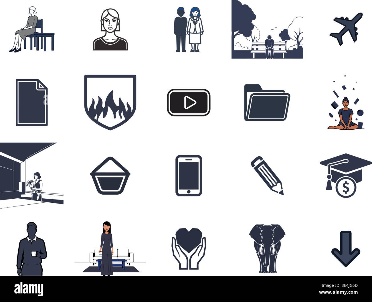 „Eine erstklassige, umfangreiche Sammlung professioneller Vektorlinien und Glyphicons, die speziell für verschiedene Unternehmen und moderne Technologien kuratiert wurden Stock Vektor