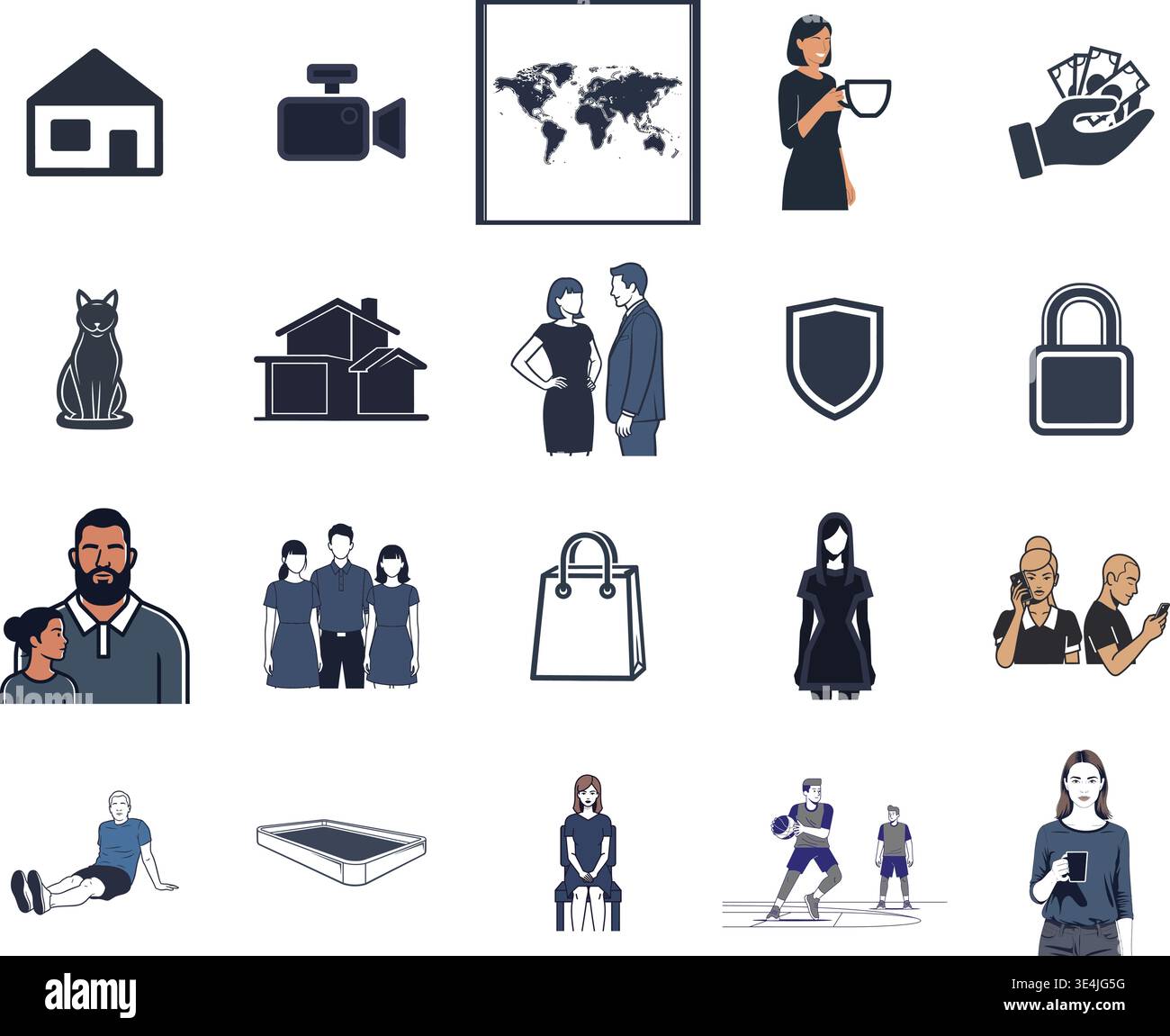 „Eine erstklassige, umfangreiche Sammlung professioneller Vektorlinien und Glyphicons, die speziell für verschiedene Unternehmen und moderne Technologien kuratiert wurden Stock Vektor