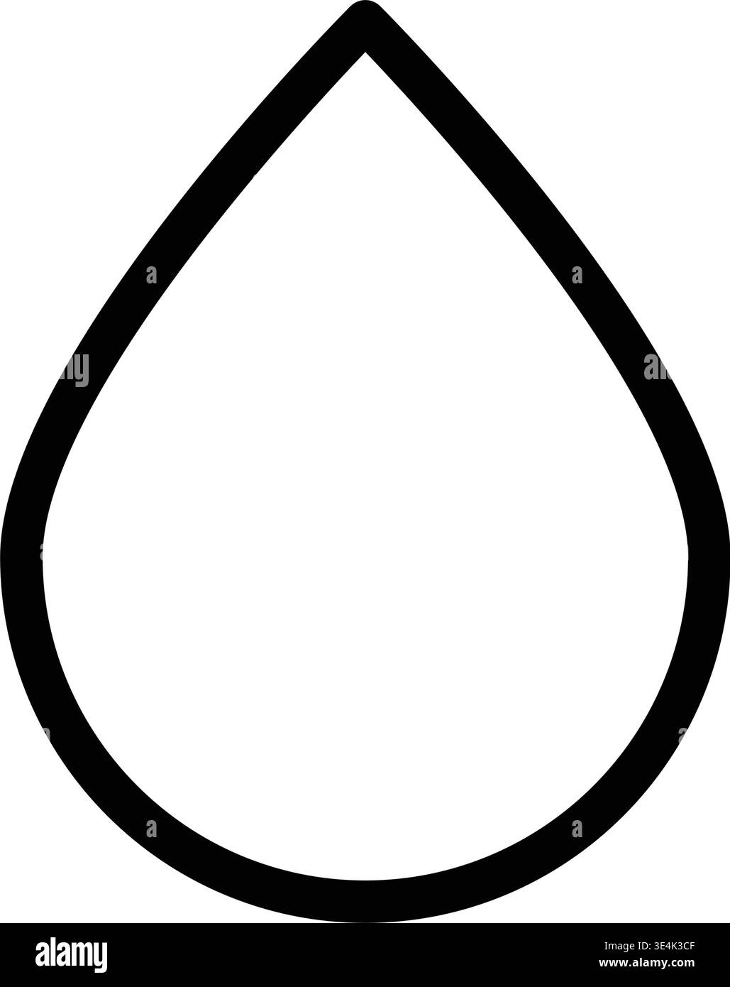 Ein minimalistischer schwarzer Umriss, der einen einzelnen Flüssigkeitstropfen darstellt und oft als Symbol für Wasser-, Öl- oder Wettersymbole verwendet wird. Stock Vektor