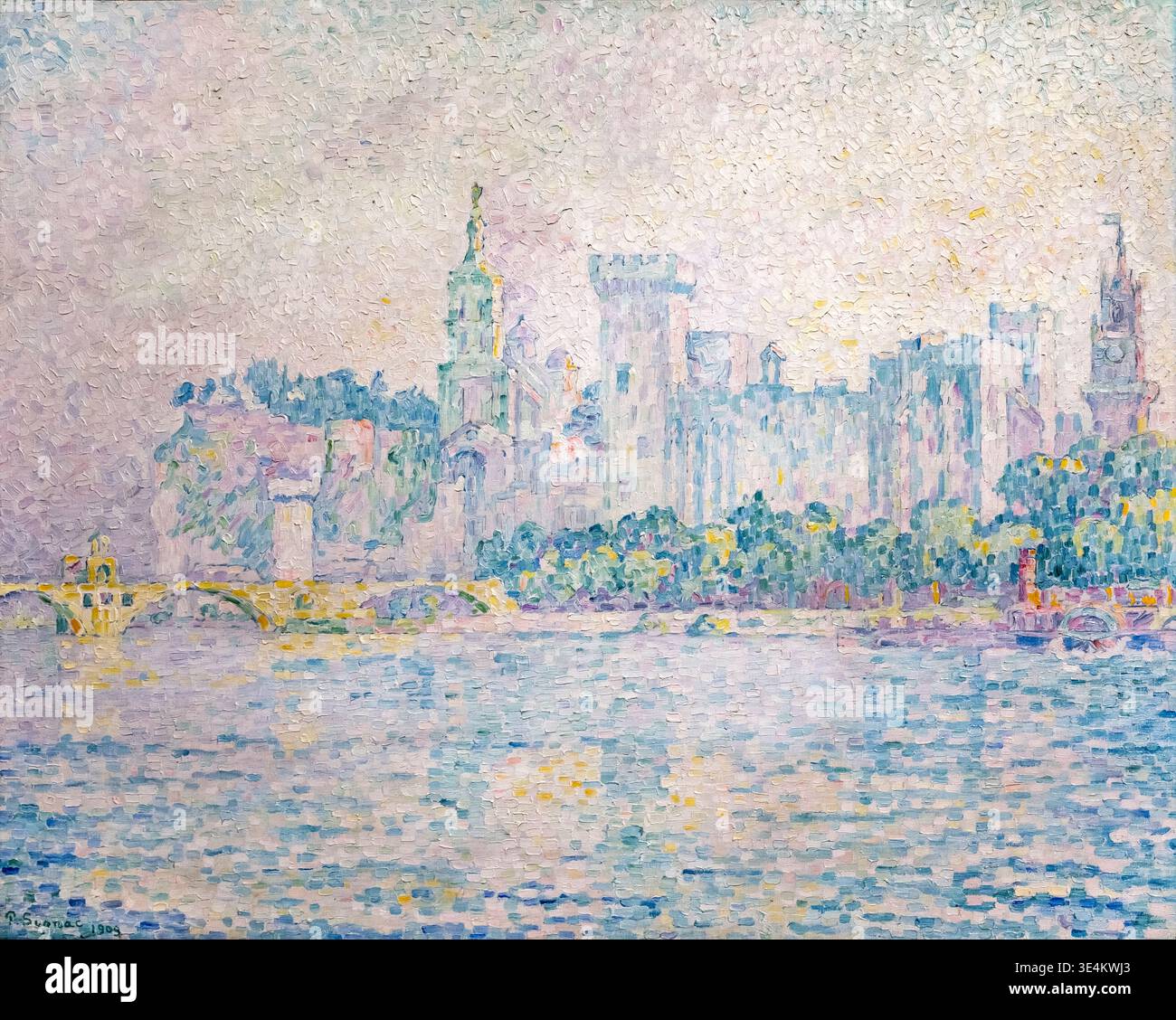 PAUL SIGNAC b 1863 - d 1935. Avignon matin, Avignon Morning, 1909. Öl auf Leinwand. Stockfoto