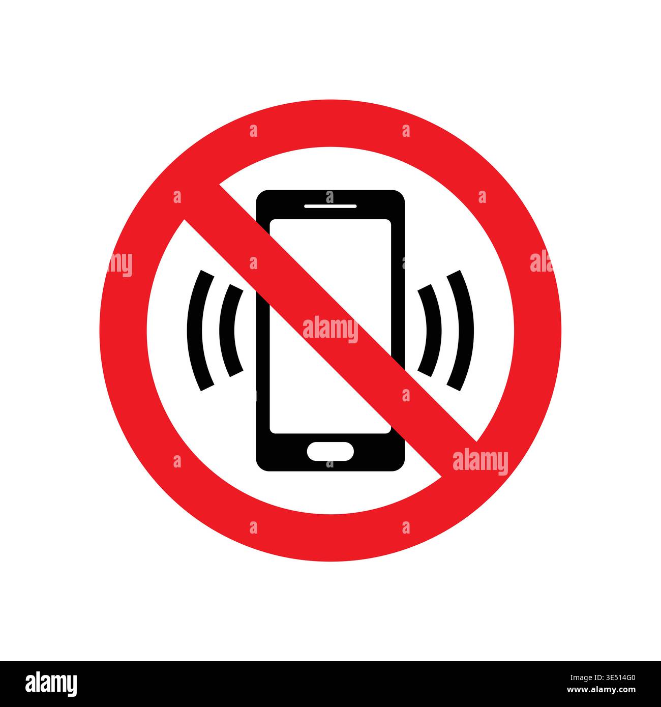 Verbotssymbol mit Smartphone-Symbol für den Bereich „kein Mobiltelefon“ Stock Vektor