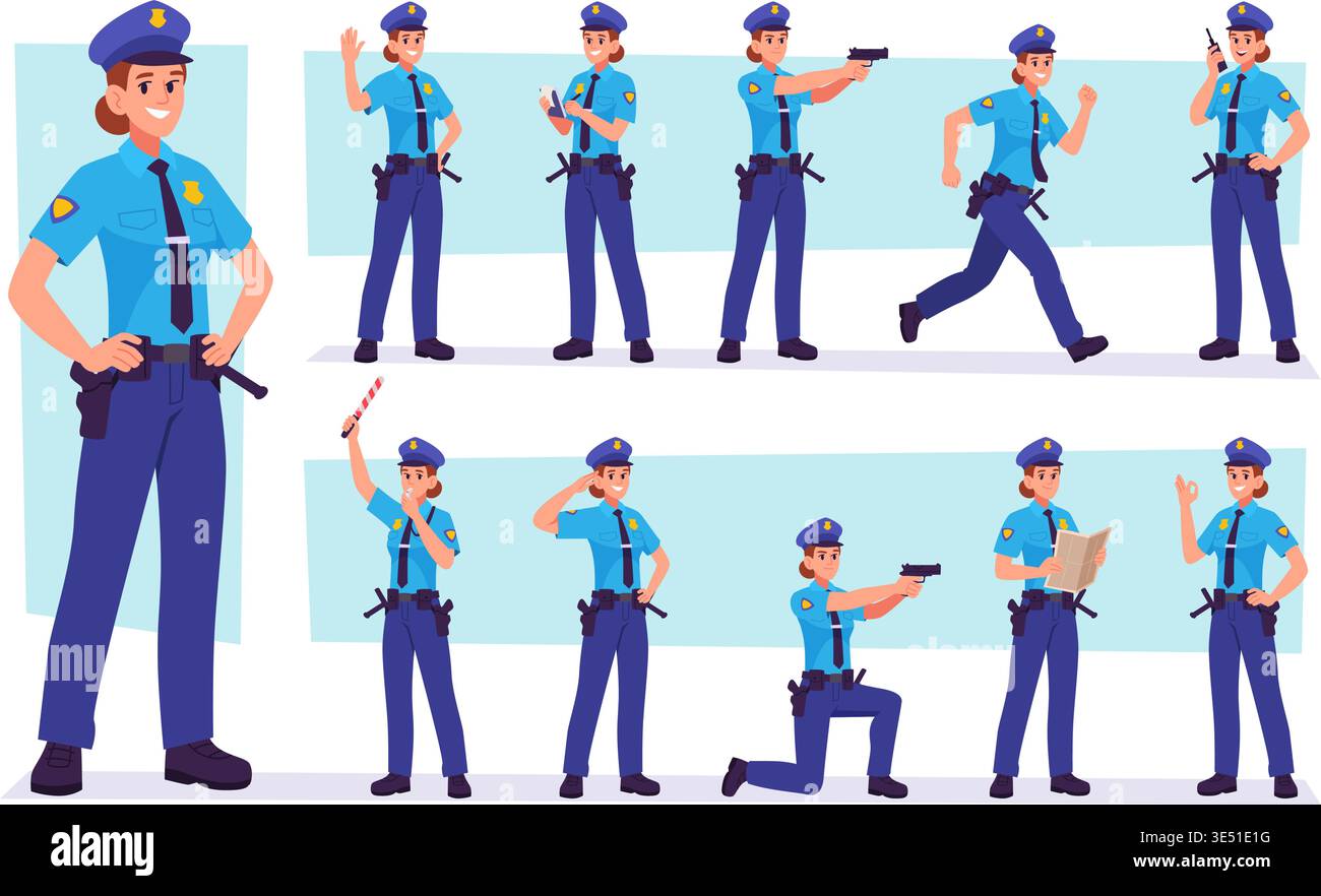 Polizist. Professionelle Polizisten in Uniform-exakter Vektorvorlage Stock Vektor