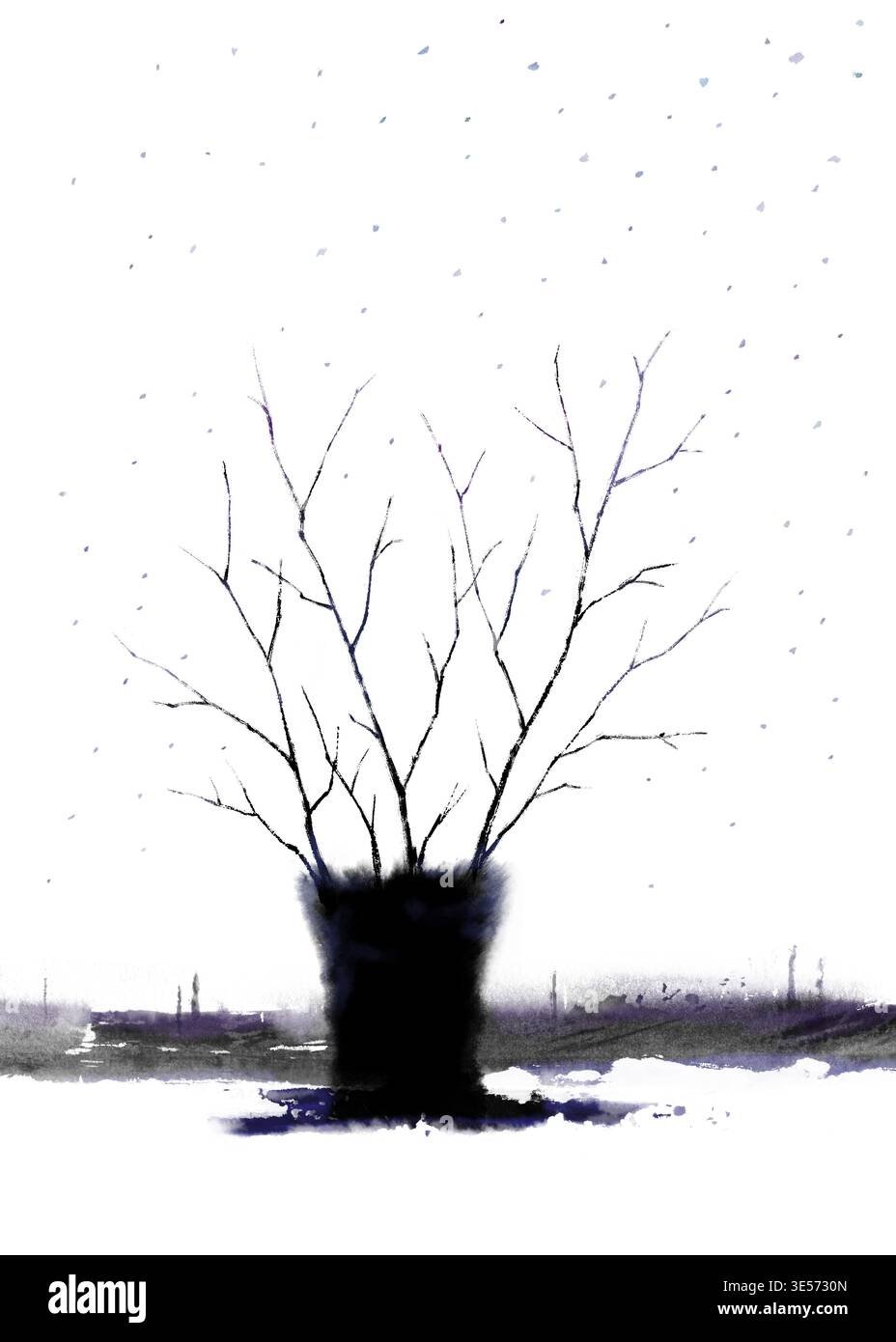 Äste mit Schnee bedeckt Stockfoto