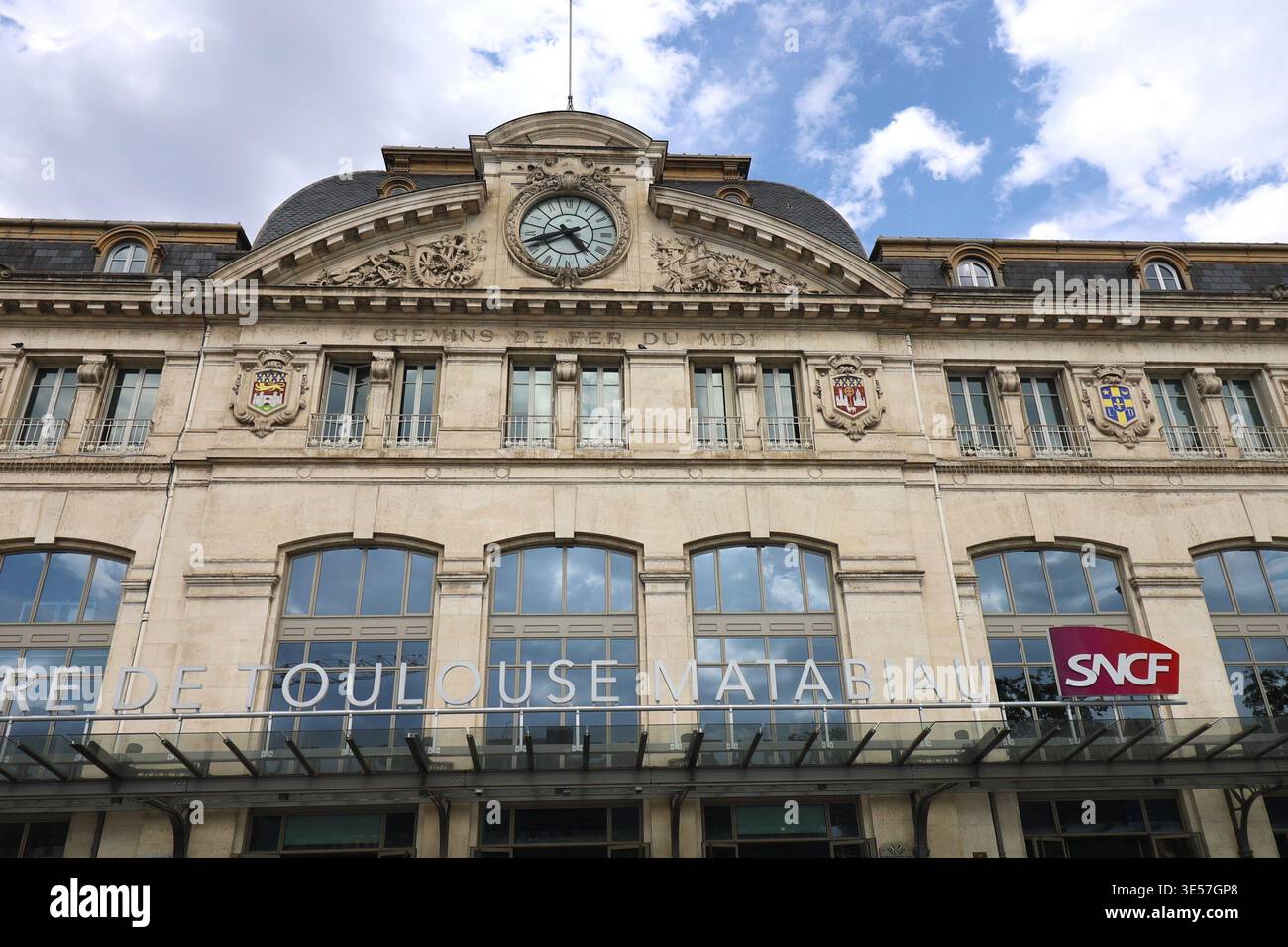 Bahnhof Toulouse Matabiau, Außenansicht, Stadt Toulouse, Departement Haute-Garonne, Frankreich Stockfoto