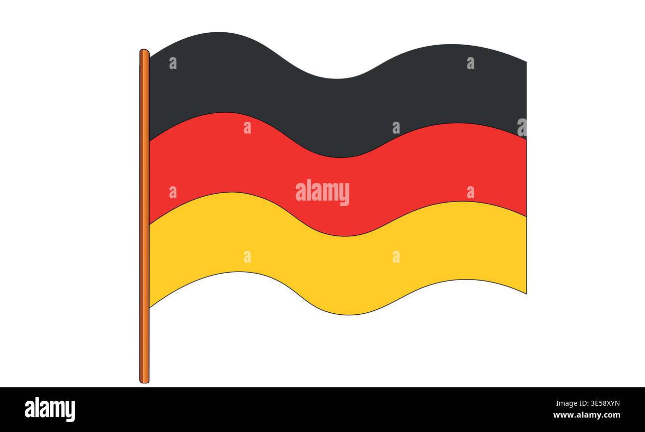 Flagge Deutschlands. Deutsches Nationalsymbol in offiziellen Farben. Vorlagensymbol. Abstrakter Vektorhintergrund Stock Vektor