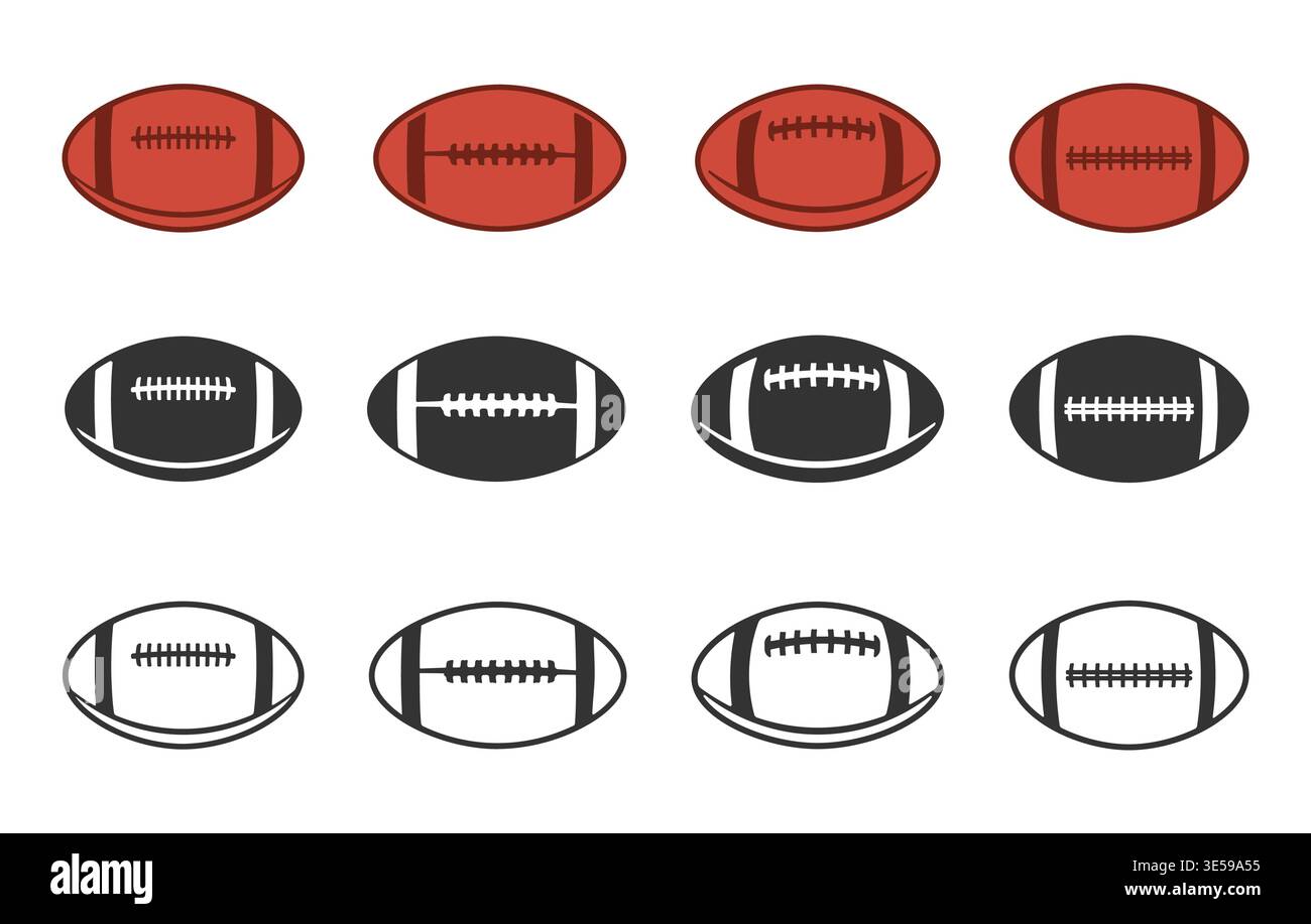 American Football svg, Rugby Ball svg, Sports Ball svg, American Ball Silhouette, American Ball svg, Rugby-Ball-Silhouette, Sportball-Vektoren, Fuß Stock Vektor