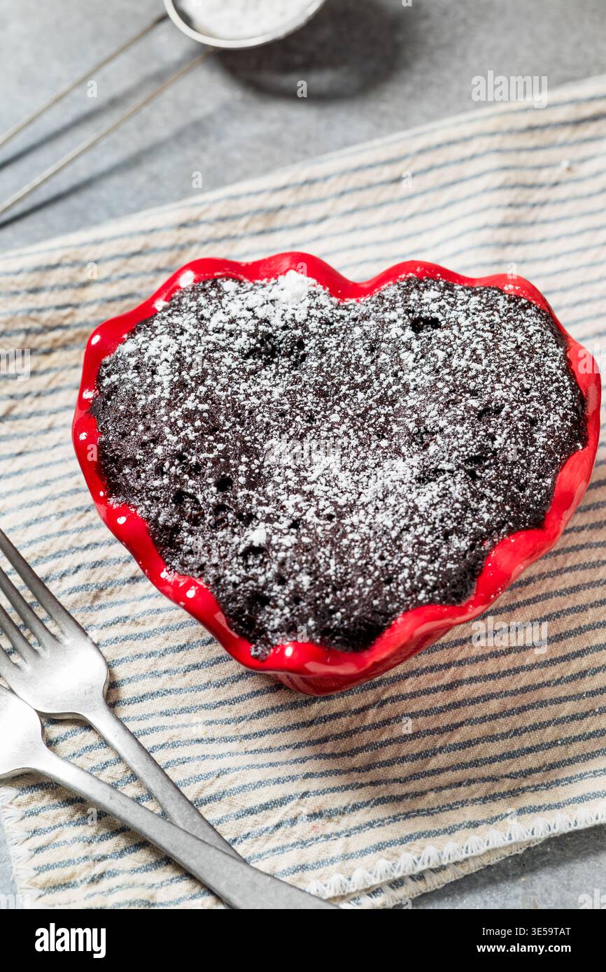 Hausgemachter herzförmiger Schokoladen-Brownie-Kuchen zum Valentinstag Stockfoto