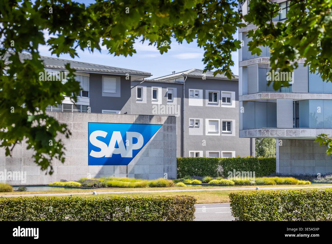 SAP-Logo, globales deutsches, multinationales Softwareunternehmen Stockfoto