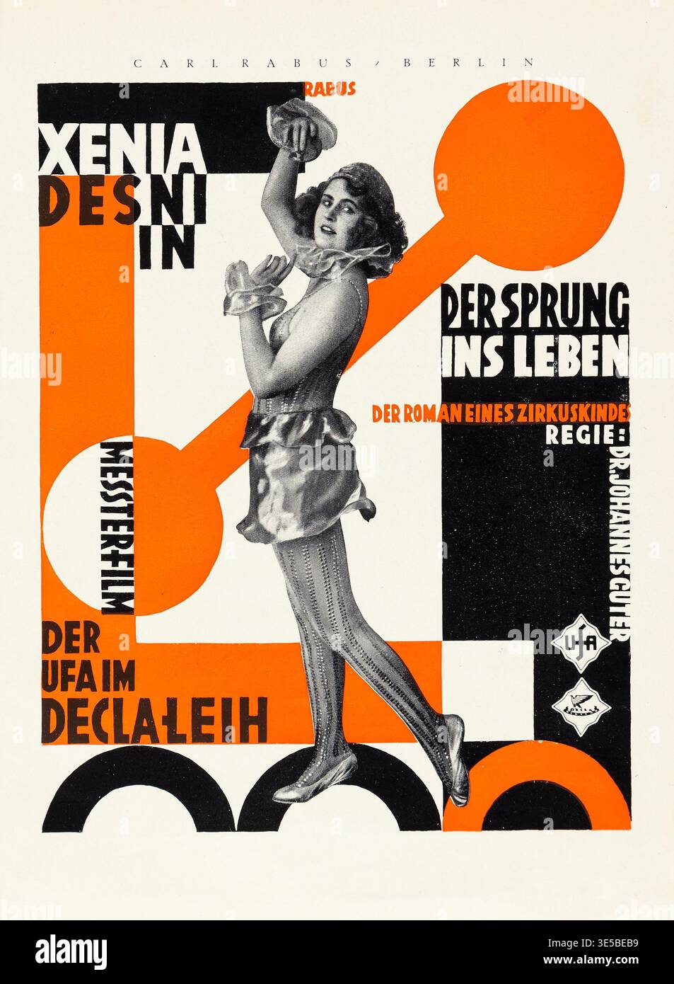 Filmplakat zu „der Sprung ins Leben“, einem deutschen Stummfilm von UFA Messterfilm aus dem Jahr 1924. Dieses lebhafte Poster zeigt die Schauspielerin Xenia Desni unter der Regie von Johannes Guter und zeigt den unverwechselbaren grafischen Stil der Epoche. Stockfoto