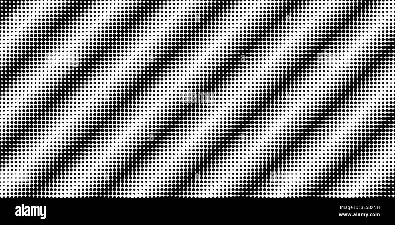 Halbtondiagonale Streifen aus Punkten, die einen Verlaufsübergang erzeugen. Abstraktes Muster mit kreisförmigen Elementen, die schräge Linien auf kontrastierendem monochromen Hintergrund bilden. Stock Vektor