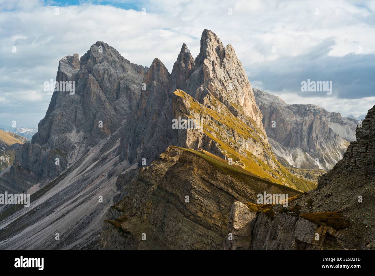 Bergkamm Seceda, Naturpark Puez-Geisler, Südtirol, Italien Stockfoto
