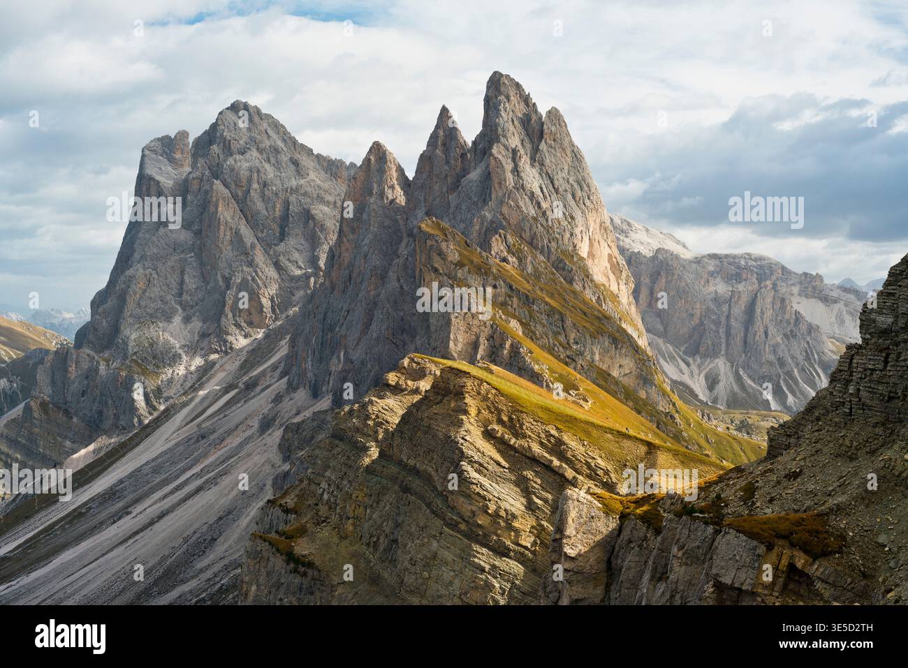 Bergkamm Seceda, Naturpark Puez-Geisler, Südtirol, Italien Stockfoto