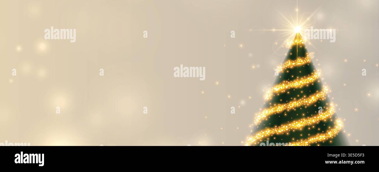3D weihnachtsbaum mit Funkeln Banner gemacht Stock Vektor