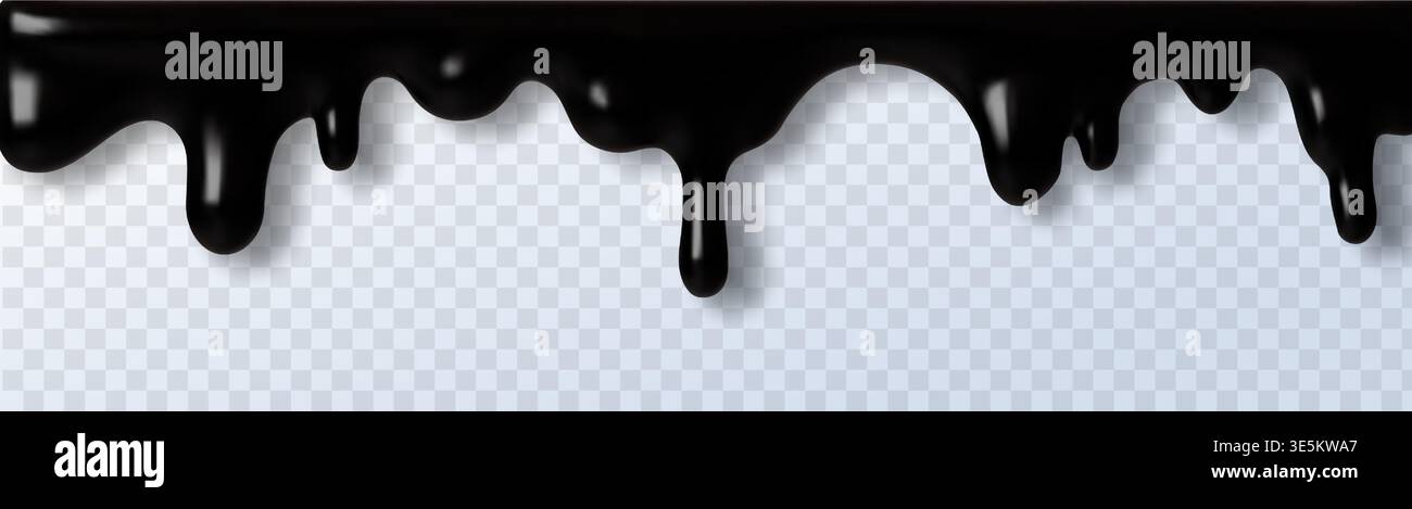 Tropfen Sie Farbe mit flüssigem schwarzem Öl und Wasserschleim 3D. Vektorkreis mit Creme Tropfsoße und halloween-Symbol realistisch. Rahmentinte tropft mit Stock Vektor