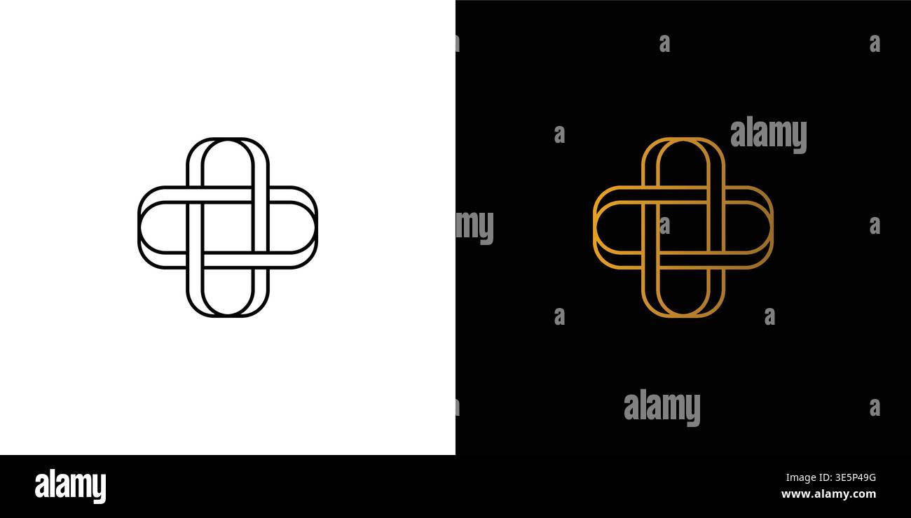 Luxuriöses und elegantes Kreuz- und Logodesign Stock Vektor