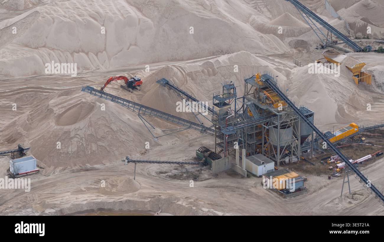 Verarbeitungsmaschinen für Sand- und Kiessteinbrüche Stockfoto