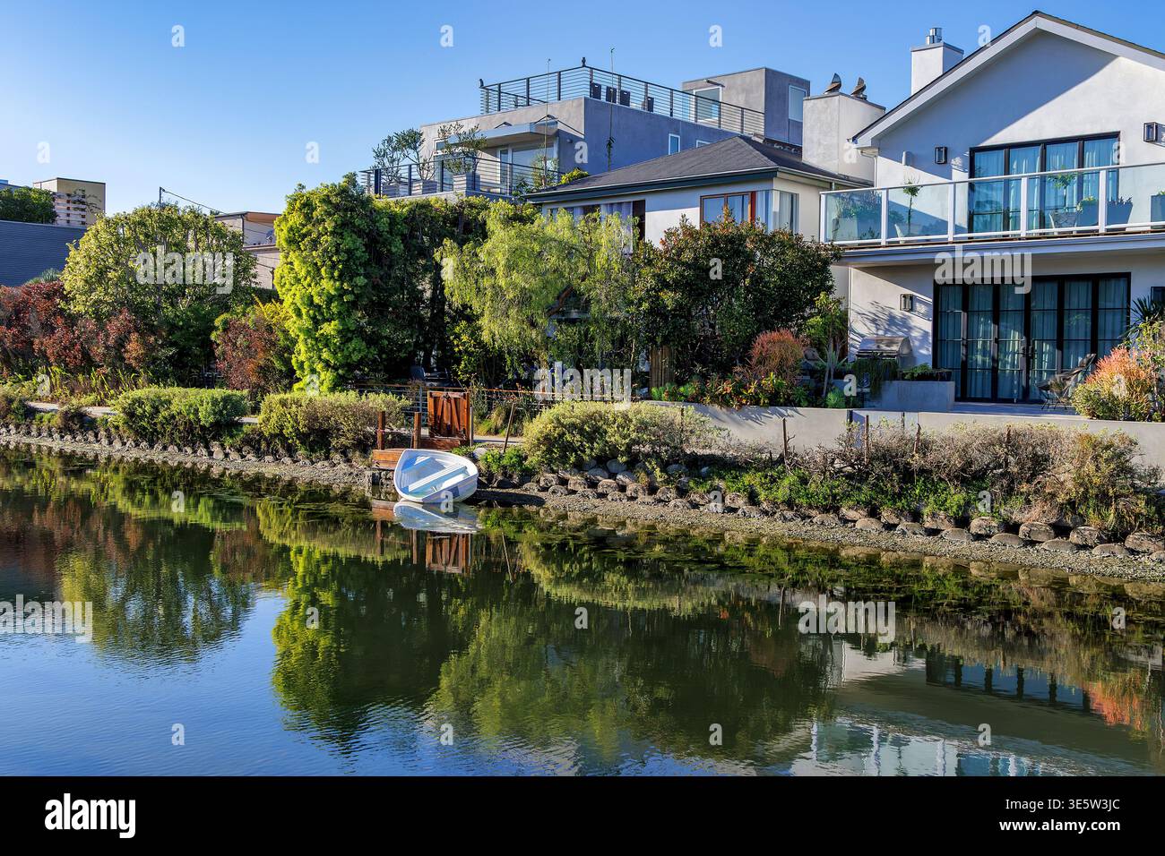 Häuser am Canal Front in Venice Beach, Los Angeles, Kalifornien Stockfoto