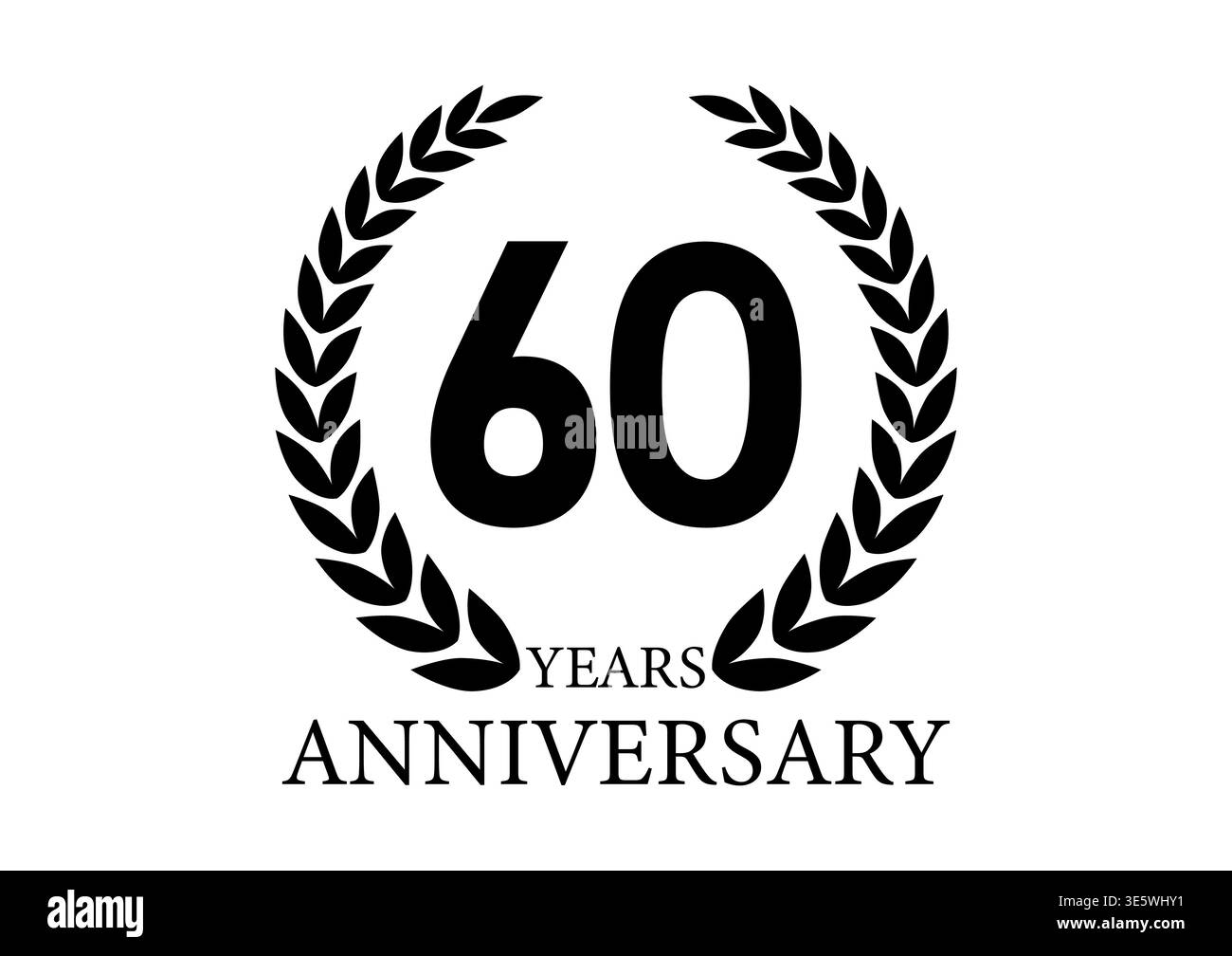 Logo zum 60-jährigen Jubiläum oder zum 60-jährigen Jubiläum. Jubiläumsfeier-Logo für Hochzeit, Geburtstagsfeier oder Feier. Vektorabbildung. Stock Vektor