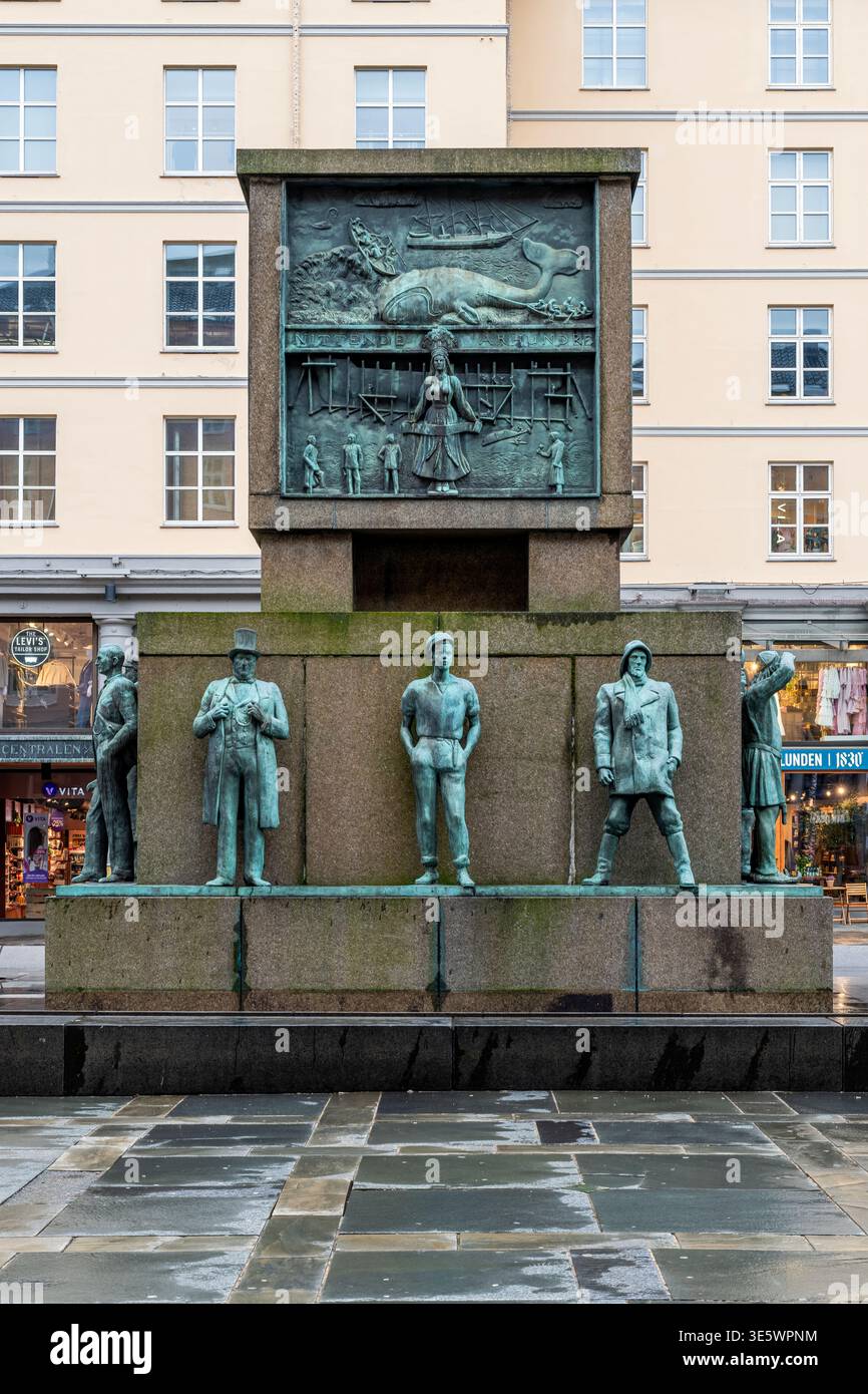 Torgallmenningen Square, Bergen, Vestland, Norwegen Stockfoto