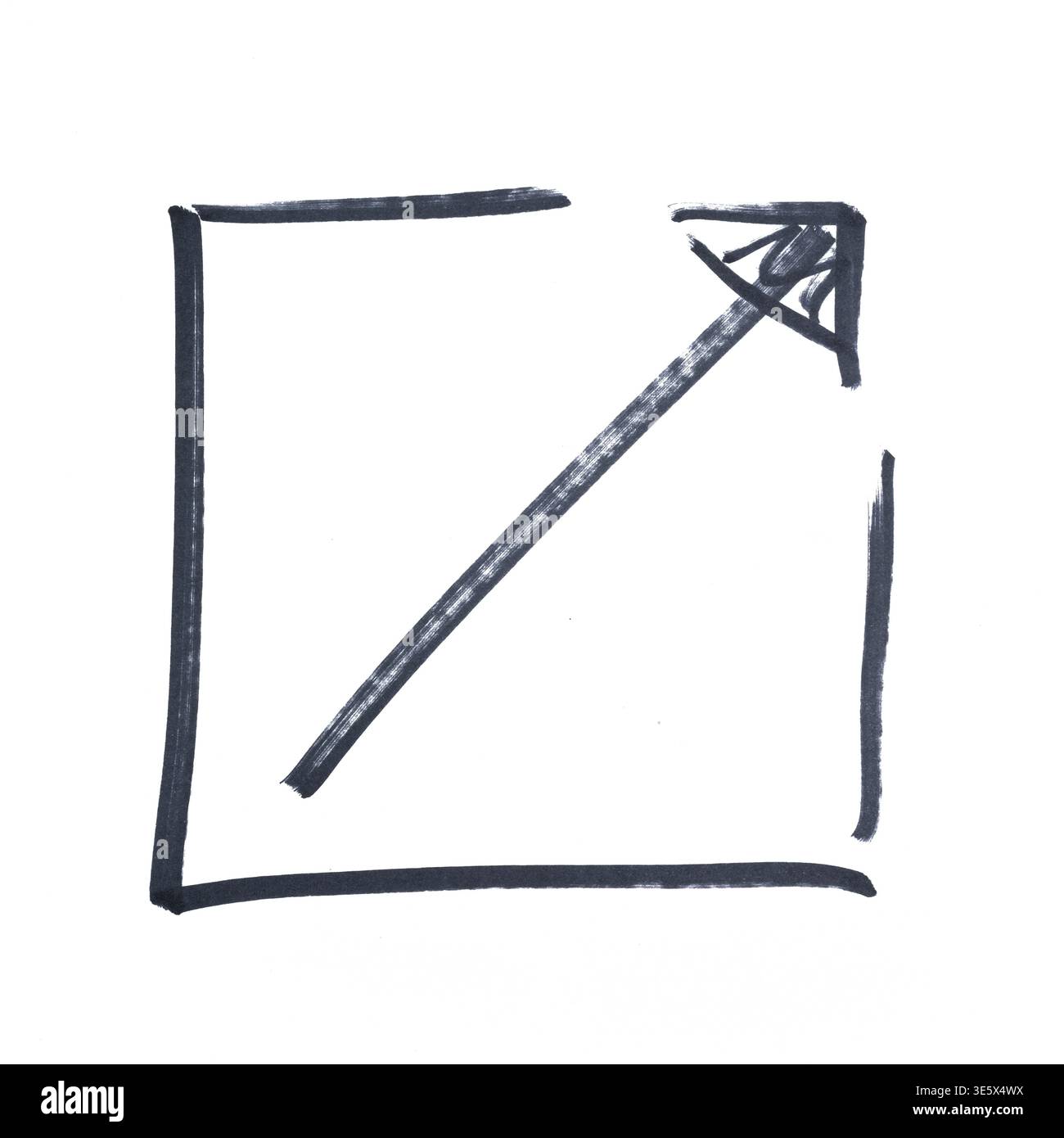Das Symbol für die externe Verknüpfung mit einer schwarzen Markierung auf einer transparenten Oberfläche Stockfoto
