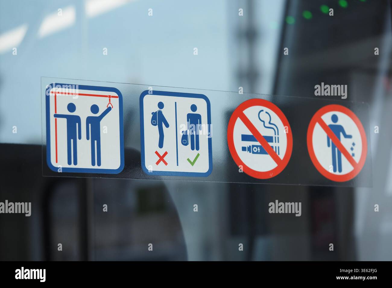Sicherheitstipps für die Vorschriften für den öffentlichen Verkehr Stockfoto