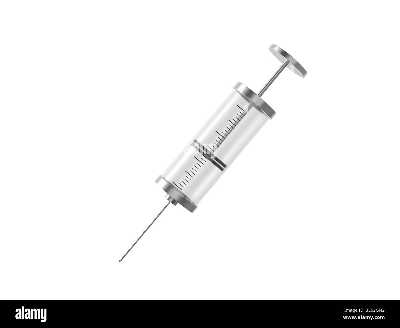 Medizinische Spritze auf weißem Hintergrund. 3D-Abbildung. Stockfoto