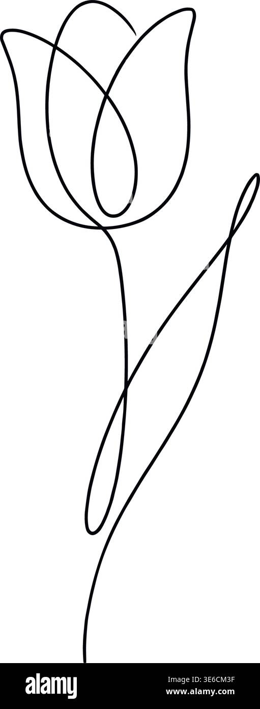 Durchgehende Einzeilige Tulpe – Minimal Blume Line Art Vektor Stock Vektor