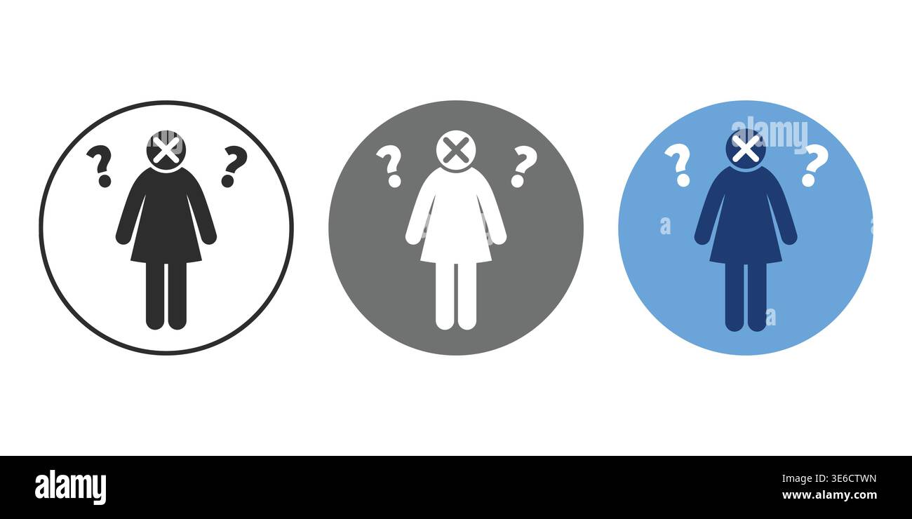Liniensymbol, das emotionalen Stress, Angst und psychische Gesundheitsprobleme der Frau darstellt. Symbol für psychischen Druck, Stimmungsstörungen und emotionalen im Stock Vektor