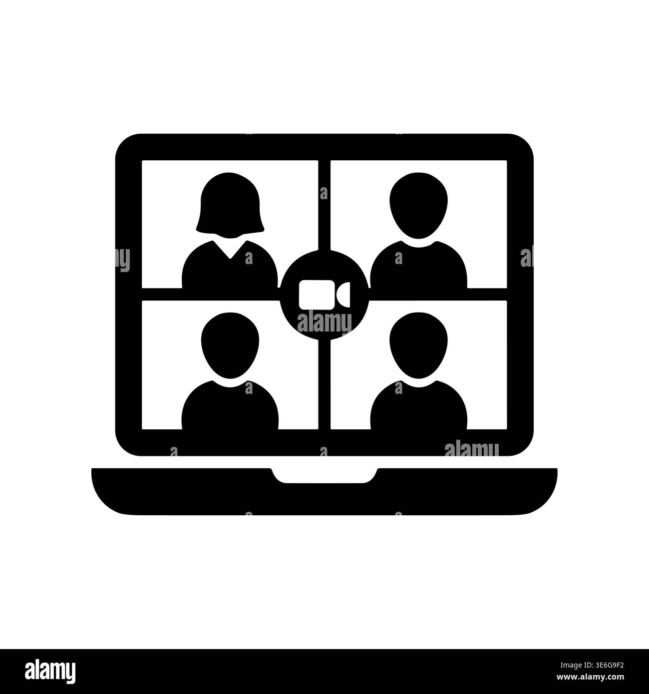 Symbol für Videokonferenzen auf dem Bildschirm des Laptops einfacher Vektor Stock Vektor
