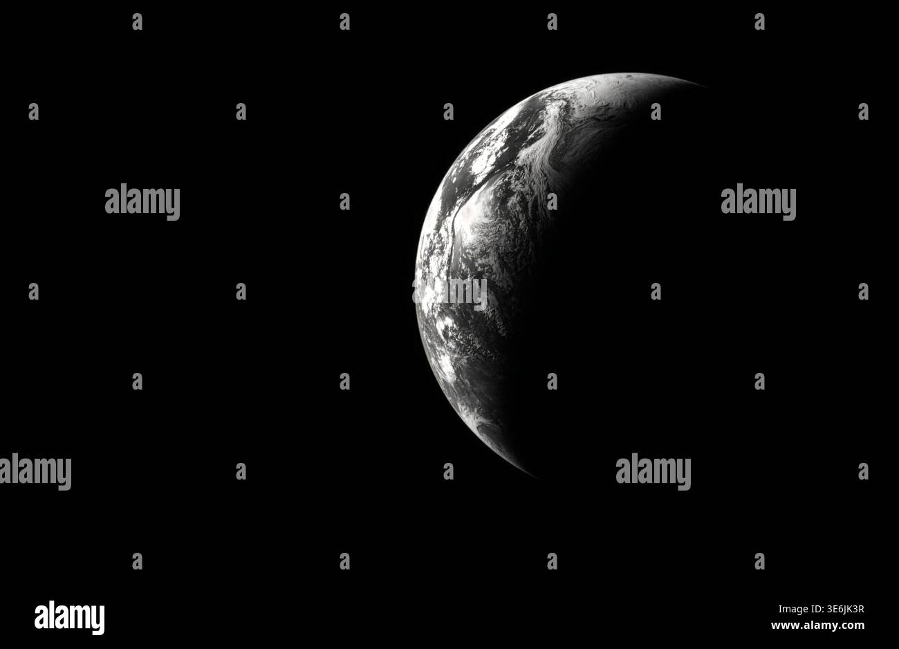 ERDUMLAUFBAHN - 1. April 2026 - dieses Schwarzweiß-Bild der Erde wurde am ersten Tag der Artemis II-Mission vom optischen Navigationssensor auf der Außenseite des Orion-Raumschiffs aufgenommen, da die vier Astronauten im Inneren weiter reisten als jeder Mensch es in mehr als 50 Jahren gewagt hat - Foto: Geopix/NASA Stockfoto