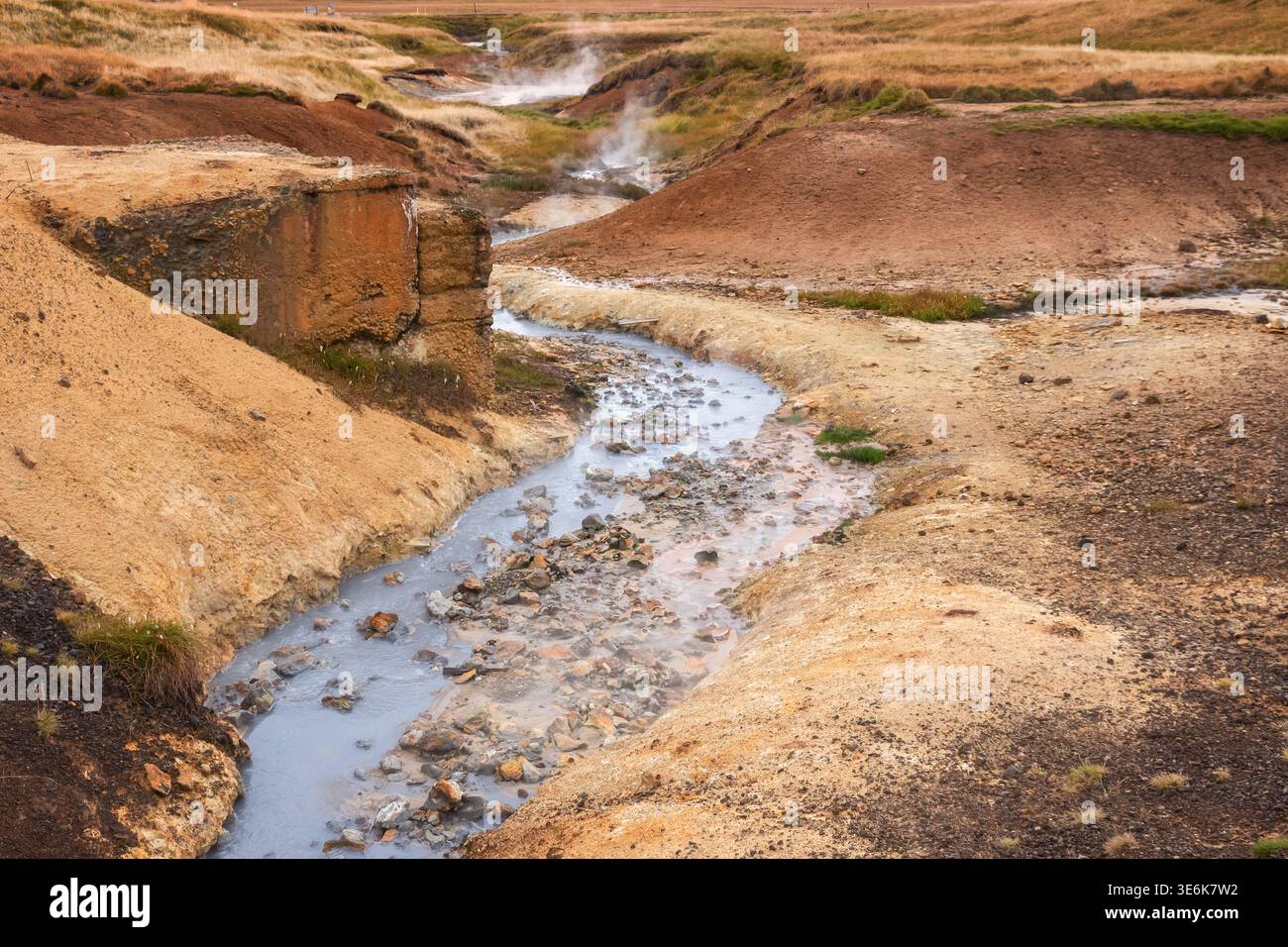Seltún, das farbenfrohe geothermische Gebiet bei Krýsuvík auf der Halbinsel Reykjanes im Südwesten Islands Stockfoto