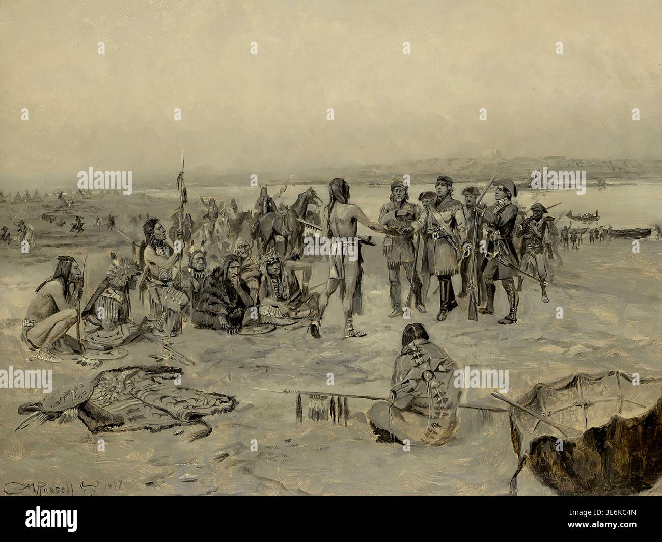 Lewis And Clark Meeting The Mandans (Lewis And Clark Expedition) (1897) Charles Marion Russell Stockfoto