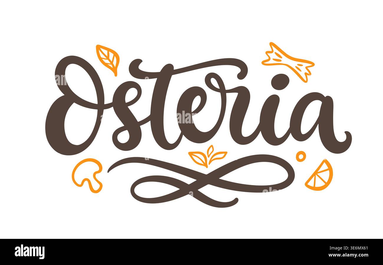 Osteria handgeschriebene Schrift. Italienisches Café-Logo Stock Vektor