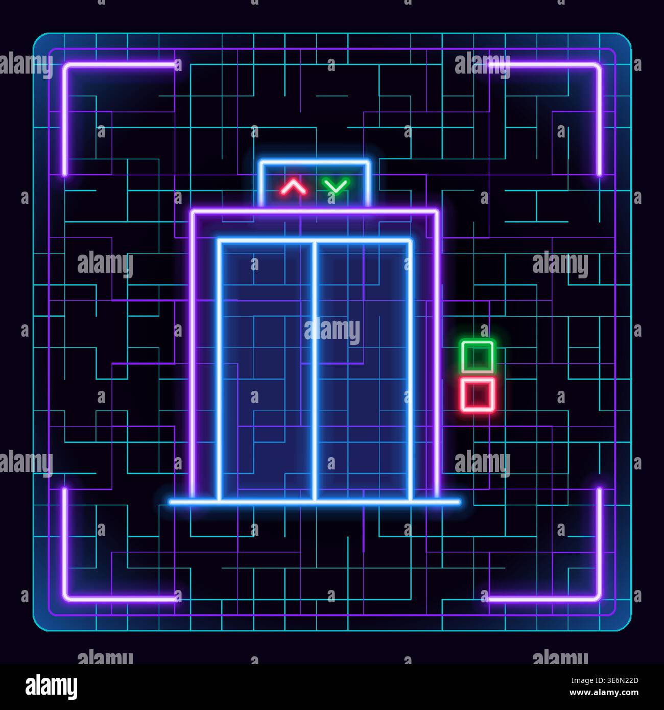 Lift-Symbol. Cyber Neon futuristisches bearbeitbares Schlagsymbol. Stock Vektor