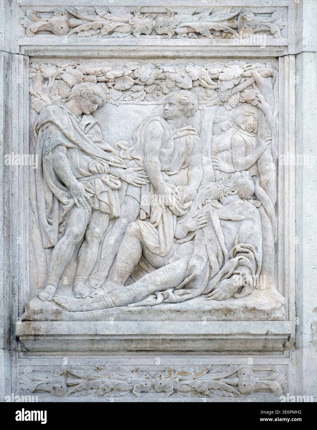 Noah Hochgefühl, Relief am Portal von St. Petronius Basilica in Bologna, Italien Stockfoto